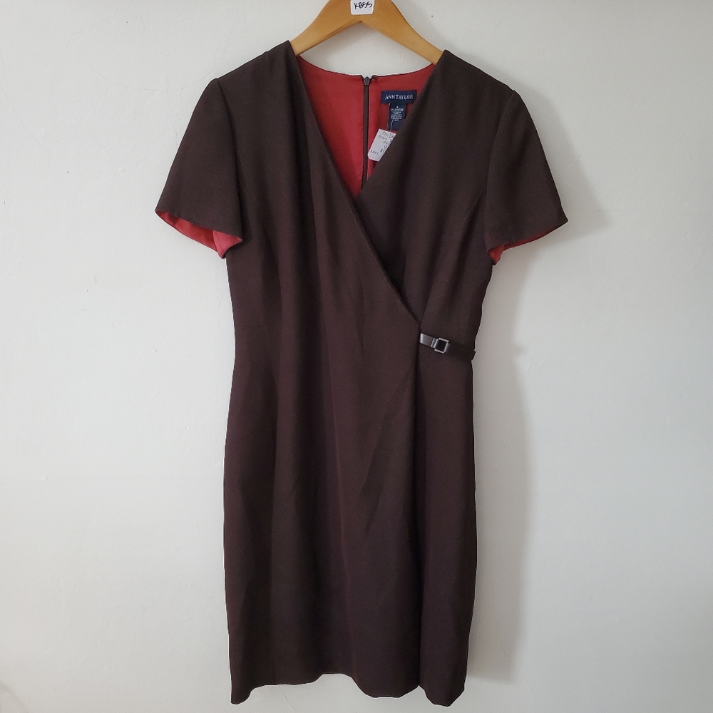 Vintage | AnnTaylor • Maroon Brown Lined Shift Dress